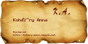 Koháry Anna névjegykártya